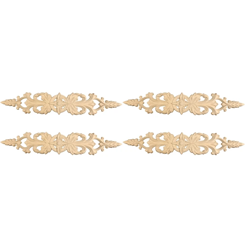 

Wood Carved Decal Stripe Corner Appliques Long Hollow Flower Frame Furniture Decor Woodcarving Figurines Craft
