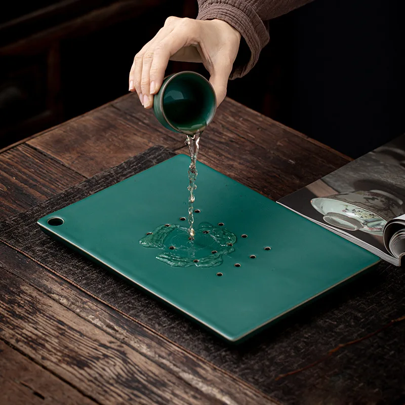 

Керамический поднос для чая, бытовой семейный поднос для чая, поднос для хранения воды в японском стиле, маленький чайный столик, поднос, современный чайный столик