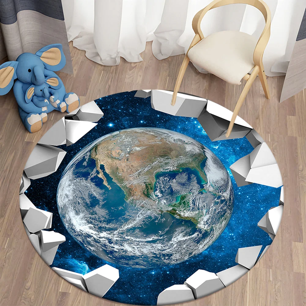 

CLOOCL Sci-fi Earth Galaxy Space 3D Round Rug Living Room Rug Kids Room Decor Rug Kitchen Bedroom Rug Home Decor Drop Shipping