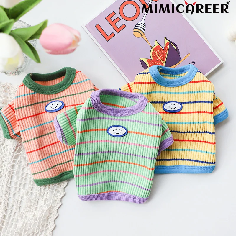 

Stripe Pet Dog Sweater Autumn Winter Cartoon Knitted Hoodie For Small Dogs Cats Casual Dog Clothes Warm Cute Pet Clothes