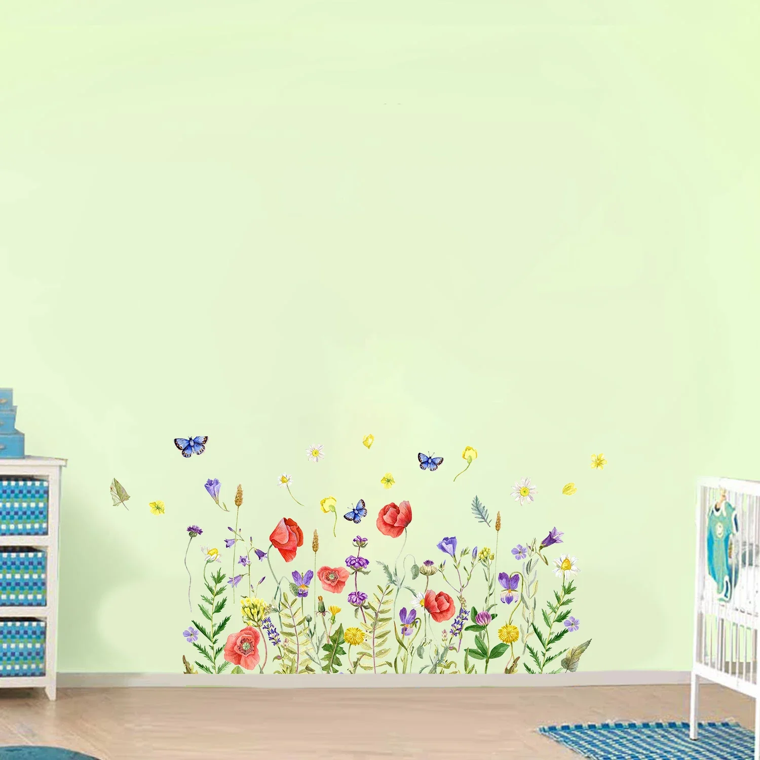 Цветочное растение бабочка наклейки на стену детская комната потолок крыша
