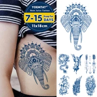 waterproof temporary tattoo sticker elephant totem lion waist semi permanent genipin herbal fake tato body art juice lasting ink