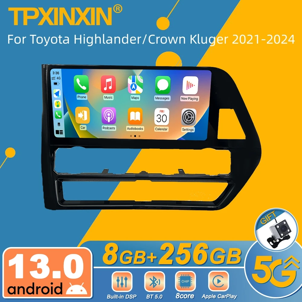 Для Toyota Highlander/Crown Kluger 2021-2024 Android автомобильный радиоприемник мультимедийный