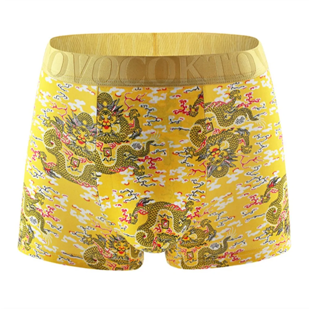 Мужские трусы-боксеры с рисунком дракона свободное нижнее белье мужские дышащие