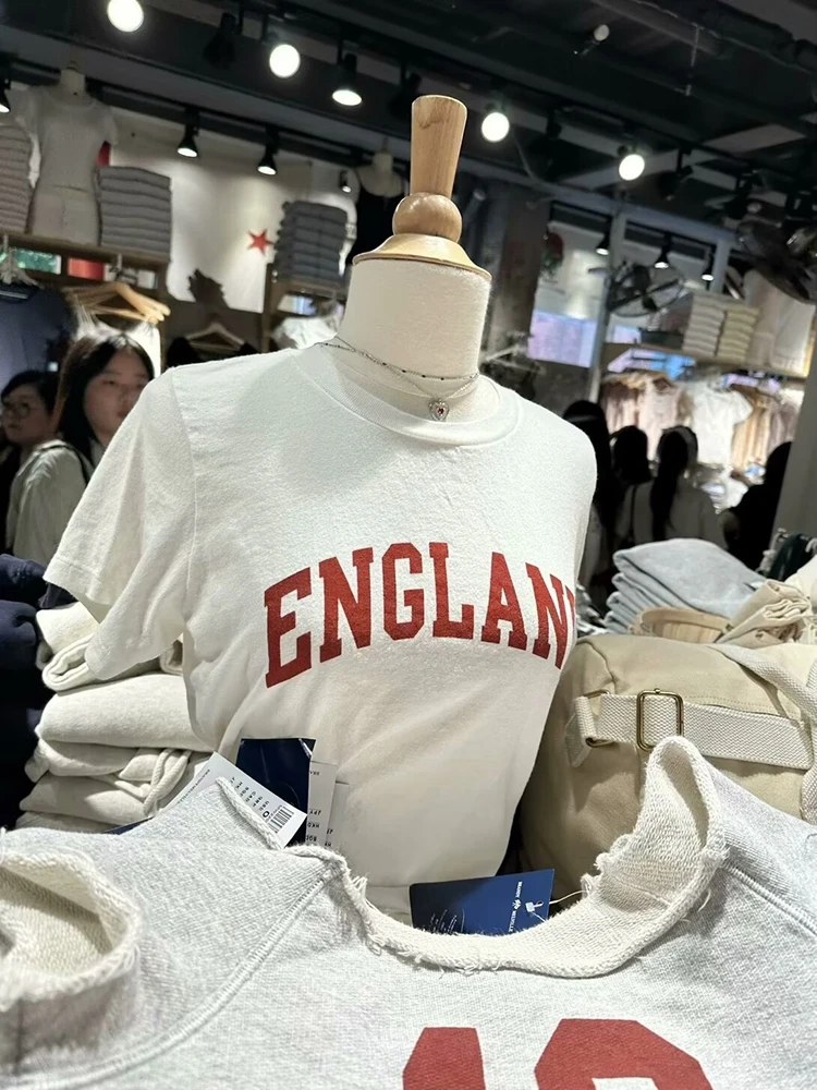 Женская хлопковая Футболка с круглым вырезом коротким рукавом и принтом букв