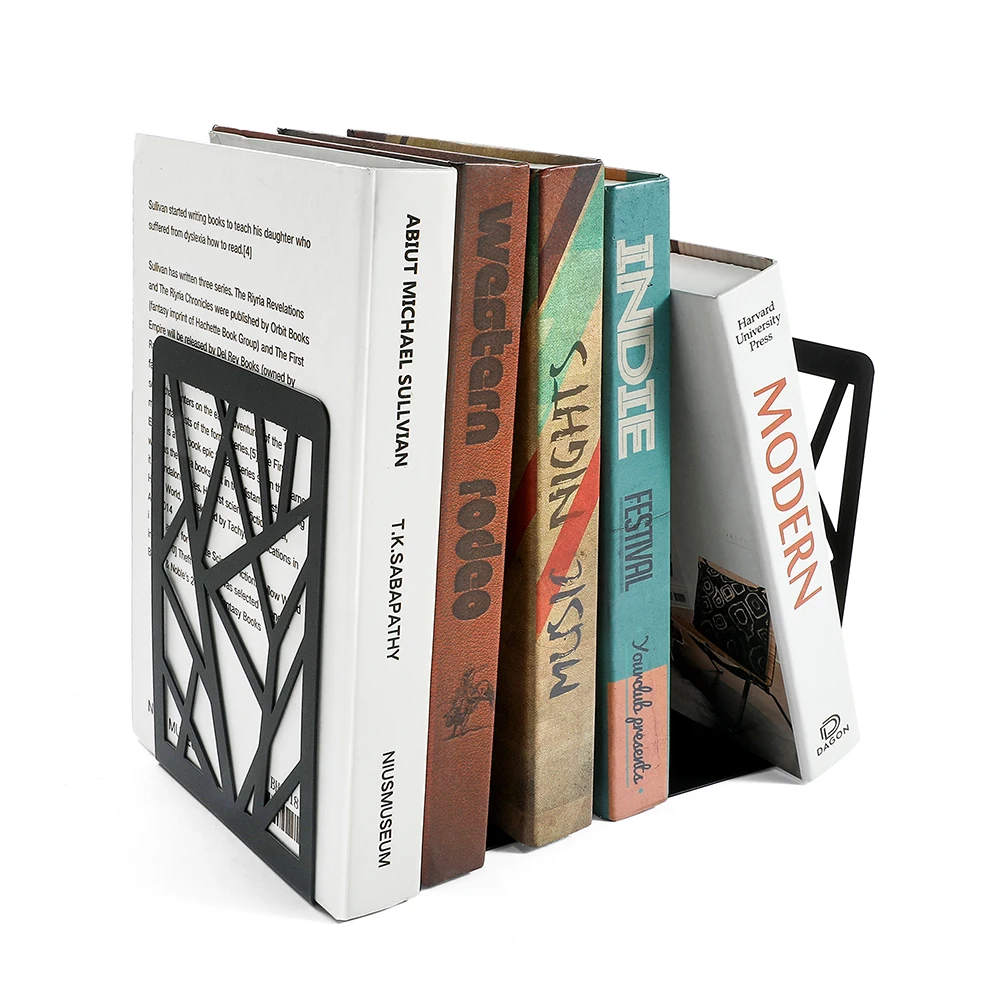 Черные Геометрические минималистичные металлические подставки для книг полки