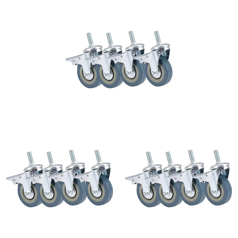 

Сверхмощные 75 мм поворотные ролики с тормозной тележкой ролики колеса для мебели, набор из 12