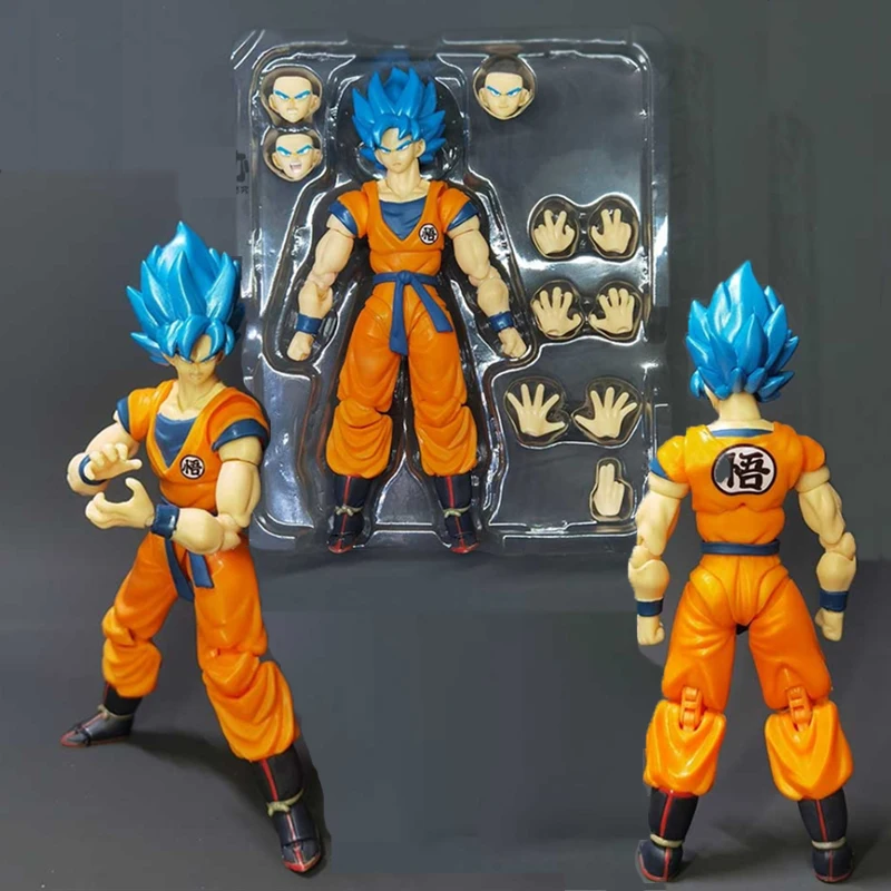 16CM Anime SHF Dragon Ball Z Son Goku Blue Hair Ver. Articulated PVC Action Figure Joint Movable Collectible Toys Kids Gifts