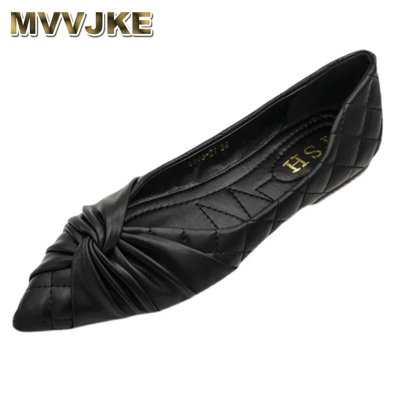 

MVVJKE Women Flats 2022 Spring New Leather Flats for Ladies Black Flats for Women Dressy Comfort Zapatos Planos De Mujer Pointed