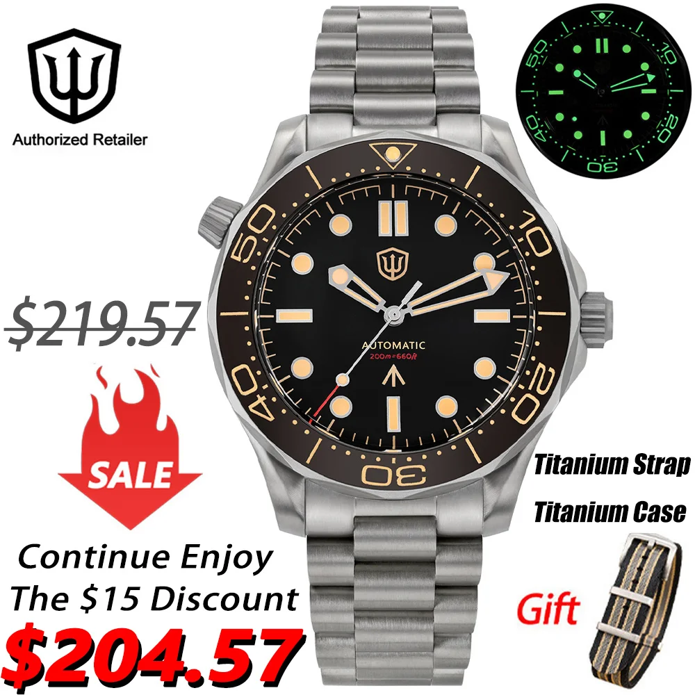 Watchdives WD007 Автоматические дайверские часы титановые 42 мм