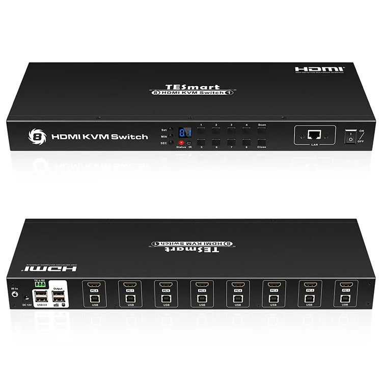 

8 Port HDMI KVM switch New 8 Port HDMI KVM Switch with USB2.0 devices 4k IR Remote 8 port usb printer sharing switch