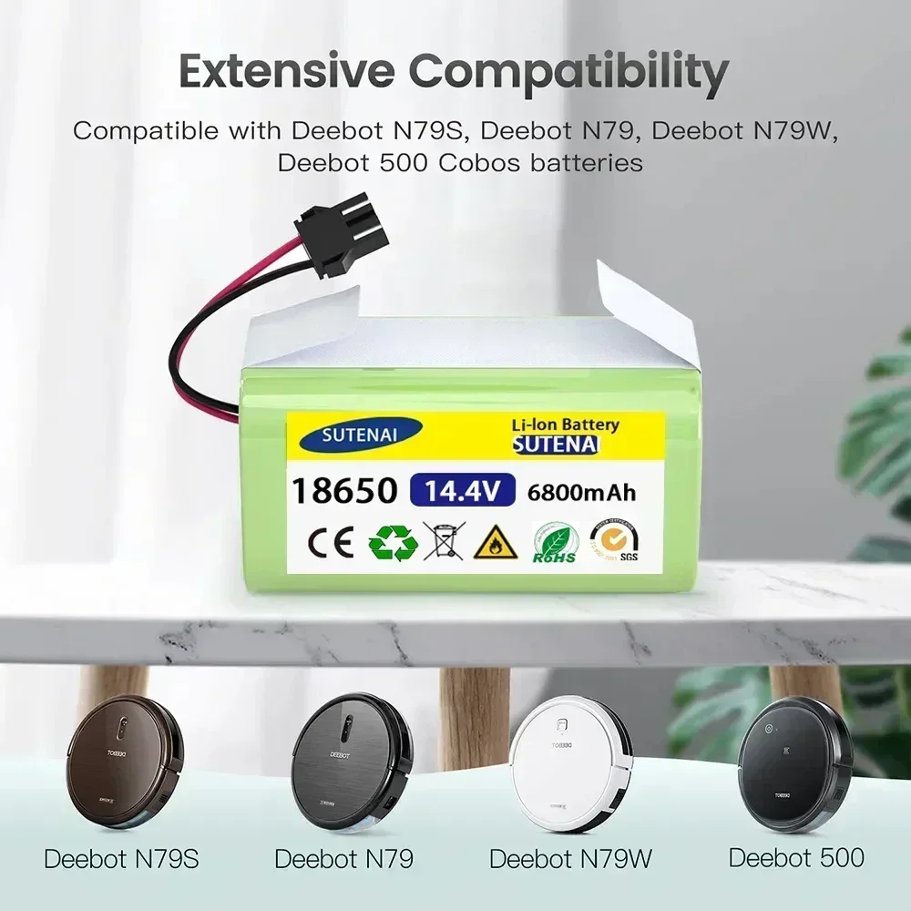 Литий-ионный аккумулятор 14 4 В 6 8 Ач для Cecotec Conga Excellence 950 990 1090 Ecovacs Deebot DN621 601/605 Eufy