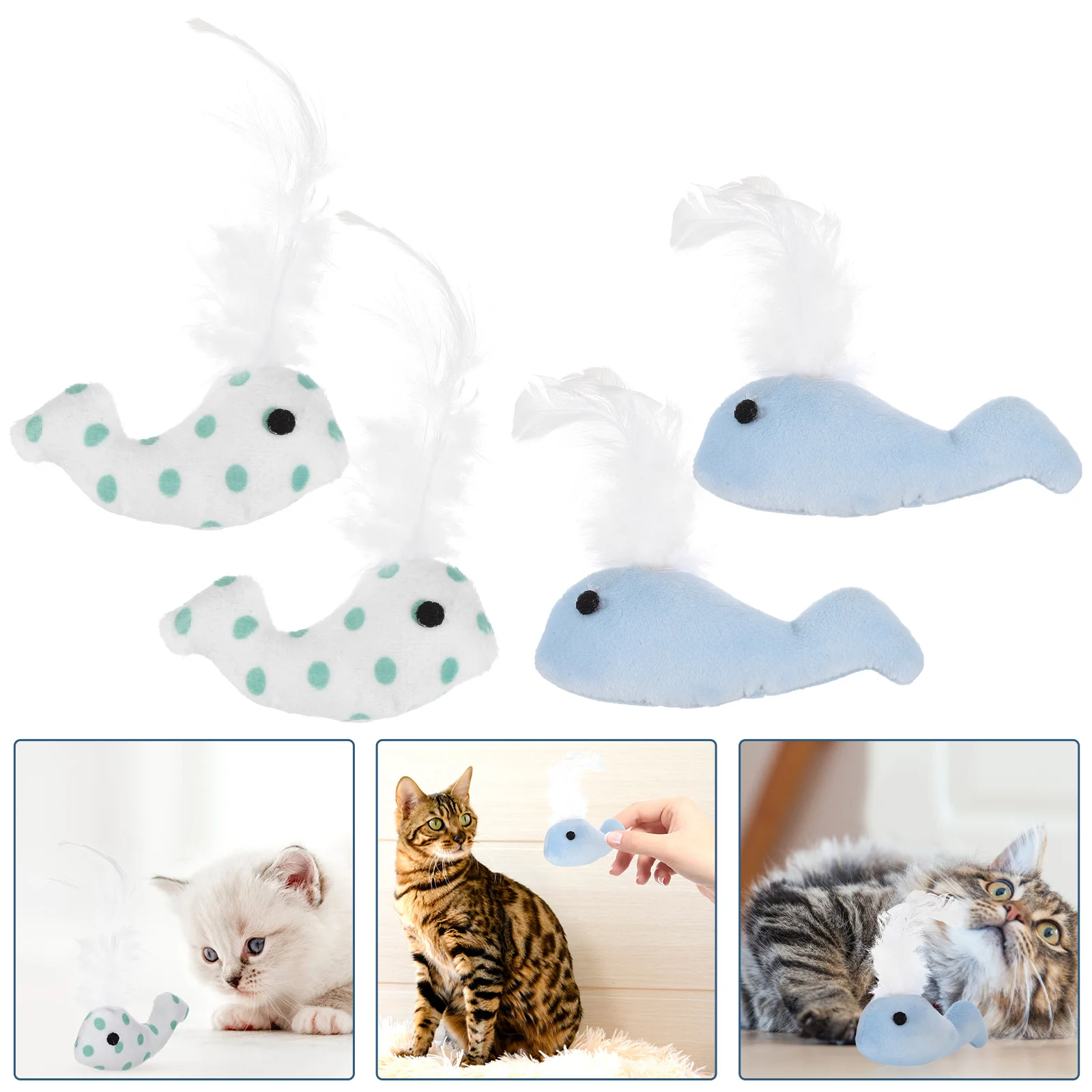 

Toy For Cats Kitten Toys Indoor Whale Plush Teething Chew Funny Interactive The