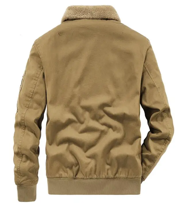 Autumn Parkas Winter Jacket Men's Velvet Thick Warm Lamb Wool Coat Cargo Flight Cotton Coatt Big Pocket Winter Outerwear