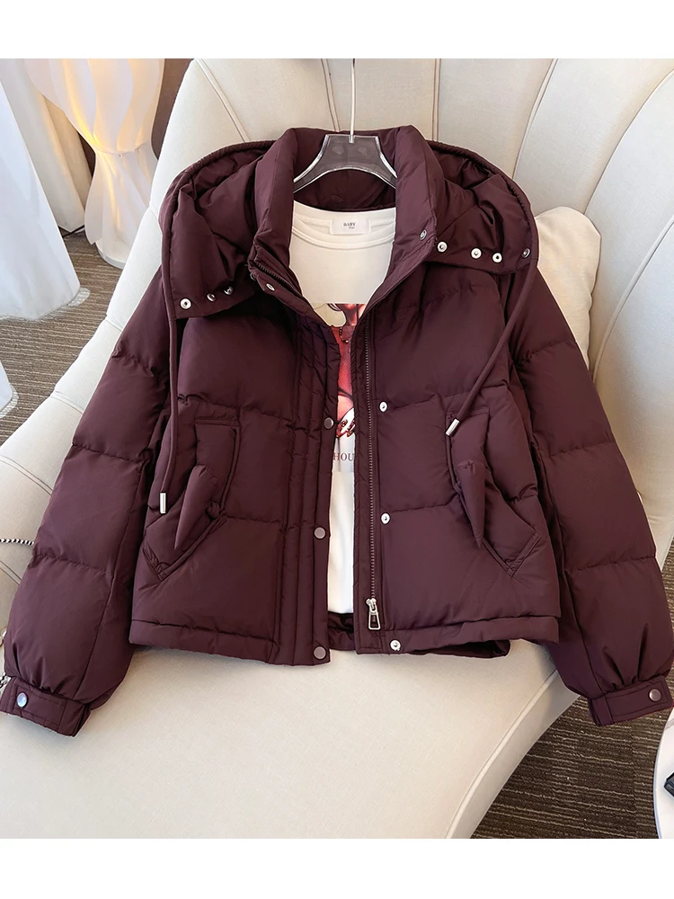 Черный дизайн Sense Hood Короткий пуховик женский 2024 зимняя новая популярная