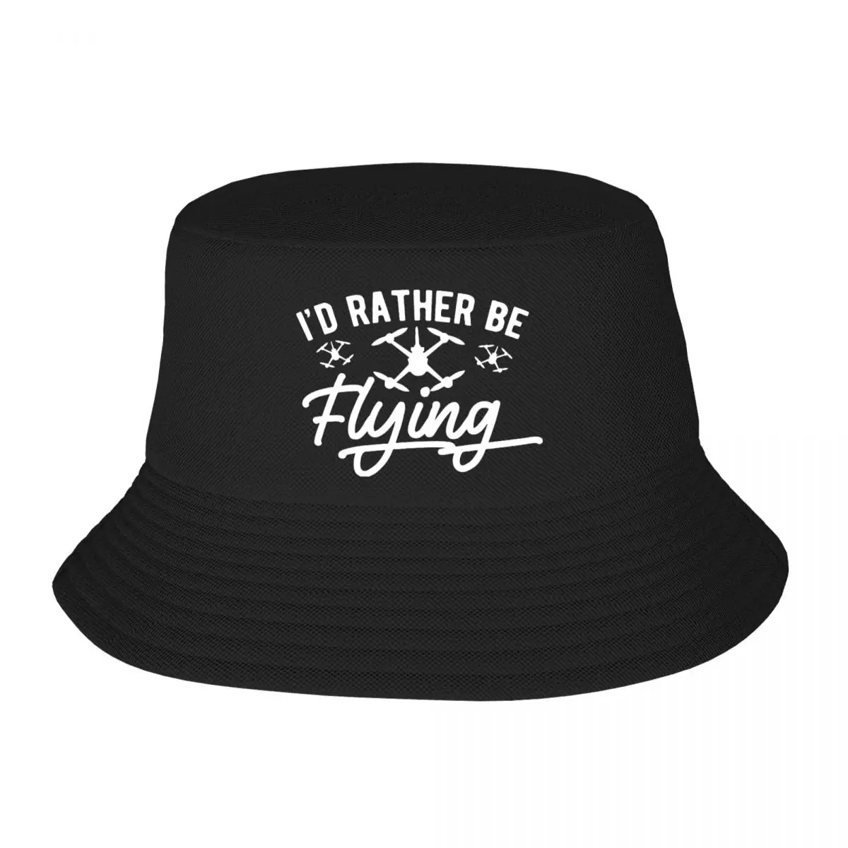 

I'd Rather Be Flying Print Bucket Hat Double Side Reversible Bob Hats Cotton Foldable Unisex Fisherman Cap Travel Sunscreen