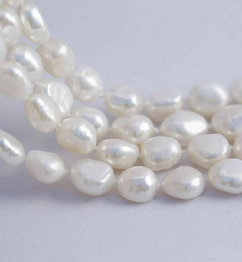 Красивое белое ожерелье из натурального пресноводного жемчуга барокко 8-9 мм 18-25”