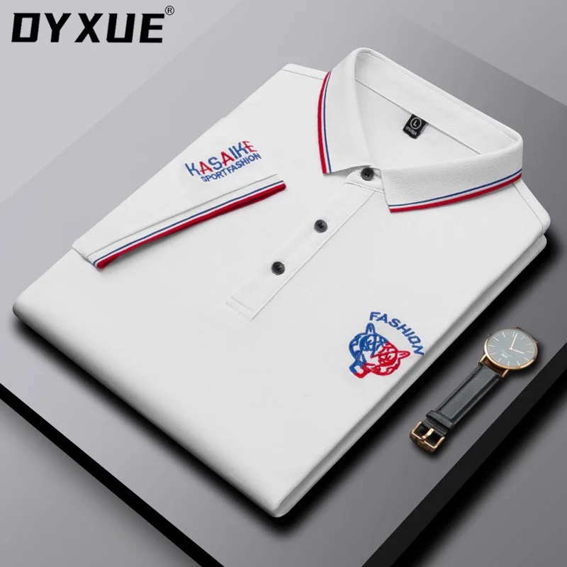 DYXUE Brand Polo Tshirts for Men Korean Embroidery Fashion Cool 2022 New Top Short Sleeve Men's Clothing Logo Designer Summer