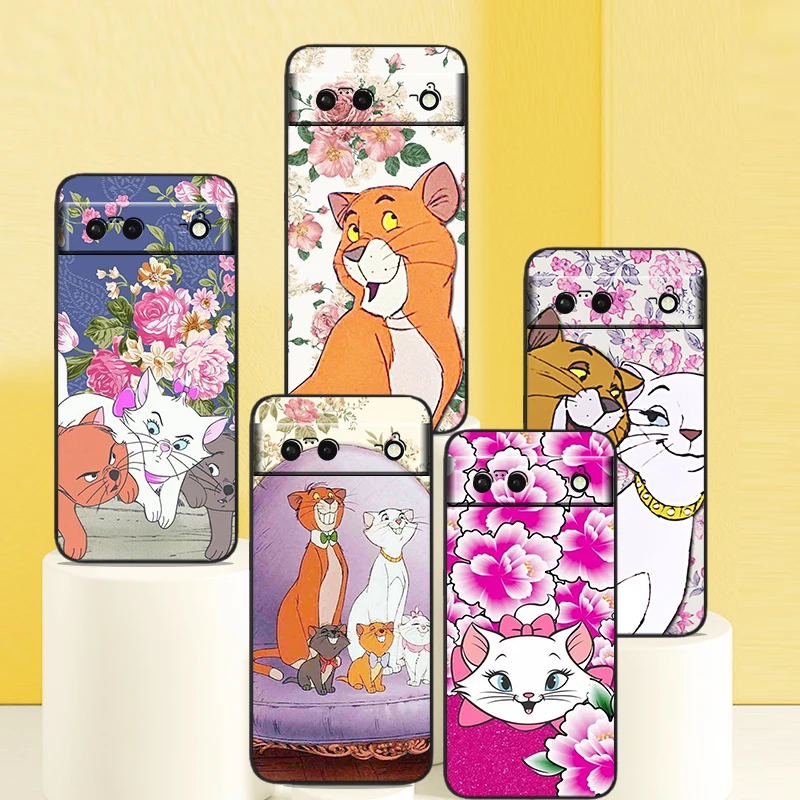 

Phone Case For Google Pixel 7 6 Pro 6A 5A 5 4 4A XL 5G Black Shell Soft Cover The Aristocats Disney Fundas Coque Capa