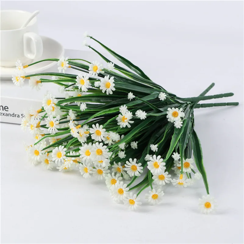 

Simulated Spring Sun Daisy Wild Chrysanthemum Flower Arrangement With Grass Nordic Home Decoration Photography Props