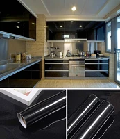 shiny black peel and stick waterproof wallpaper glossy self adhesive removable waterproof contact paper for cabinet countertop
