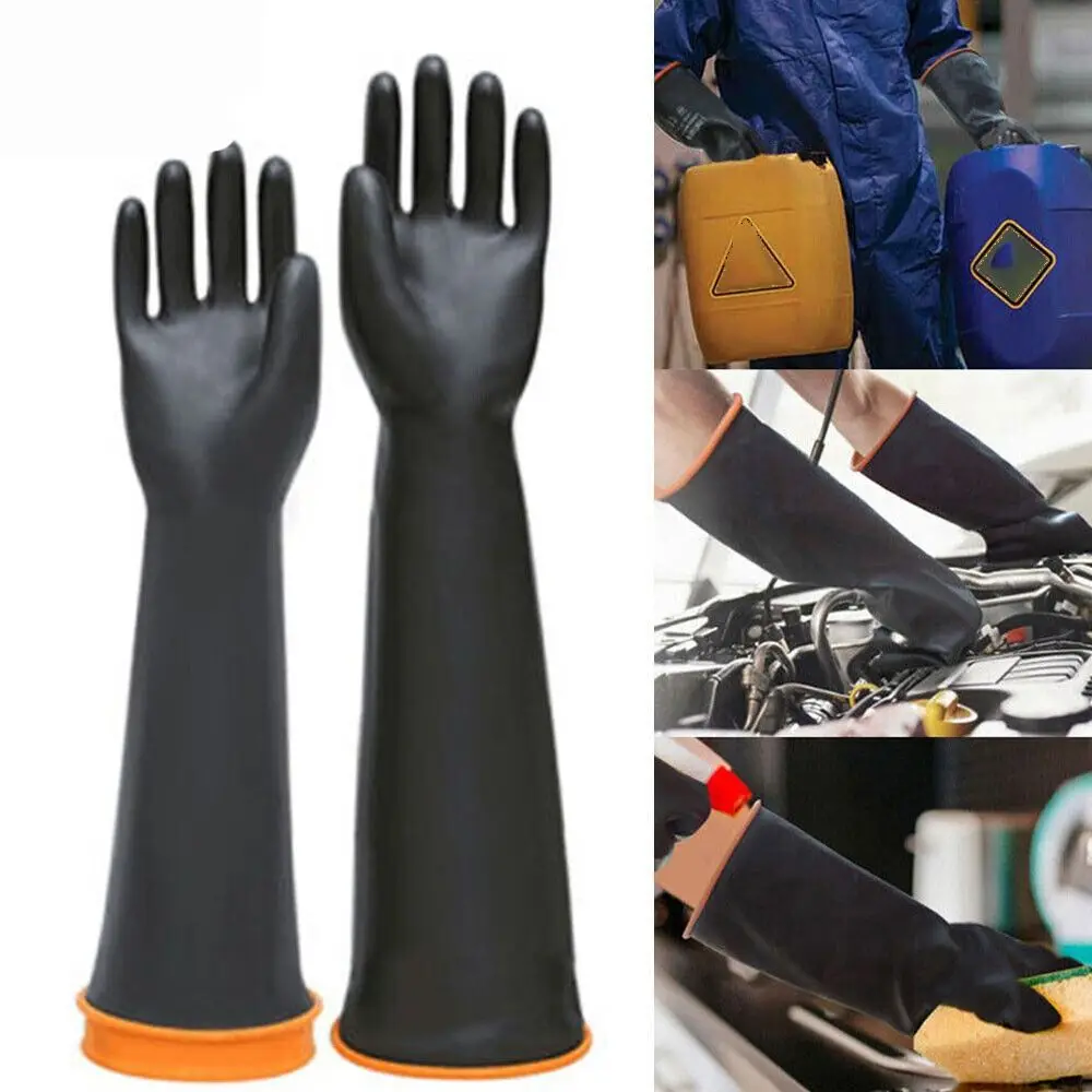 

Resist Strong Acid and Alkali Chemical Resistant Gloves Reusable Long Latex Gauntlets Heavy Duty 17''22''