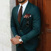 szmanlizi 2022 casual green men suits wedding groomsman groom tuxedos 2 pieces coat pants slim fit costume homme terno masculino