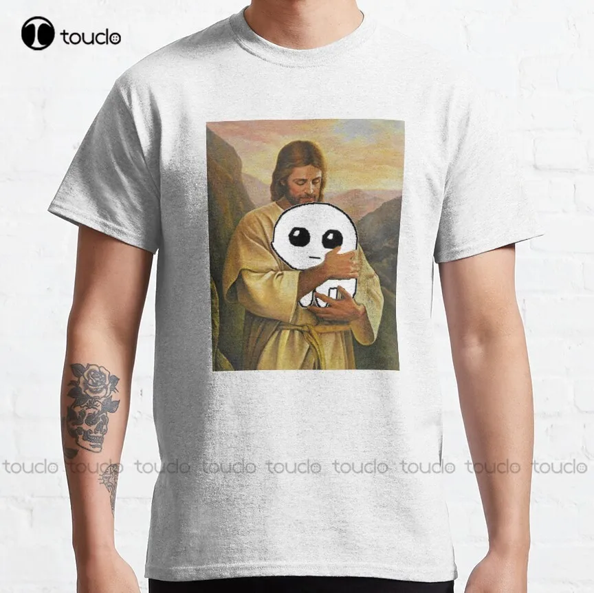 

jesus holding autism creature tbh creature Classic T-Shirt Christmas Gift Digital Printing Tee Shirts Xs-5Xl Streetwear Unisex
