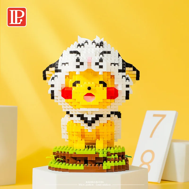 

1316pcs+ Pikachu Micro Building Blocks Pokemon Cos Tiger 3D Model Assembled Mini Bricks Figure Toy For Kid Birthday Gifts