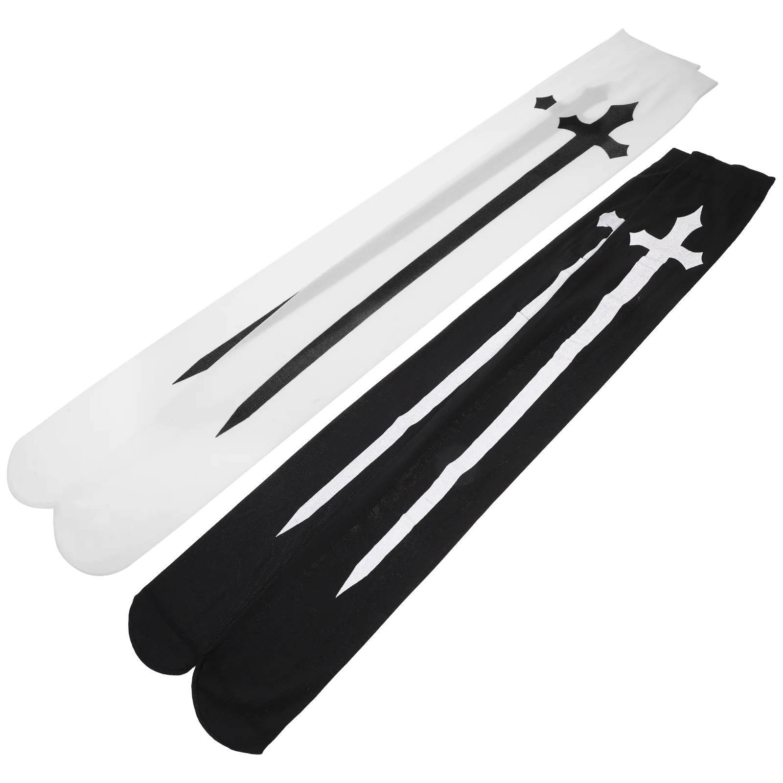 

2 Pairs Knee Socks Nun Clothes Tube Nurse Witch Costume Bones Spandex Halloween Over