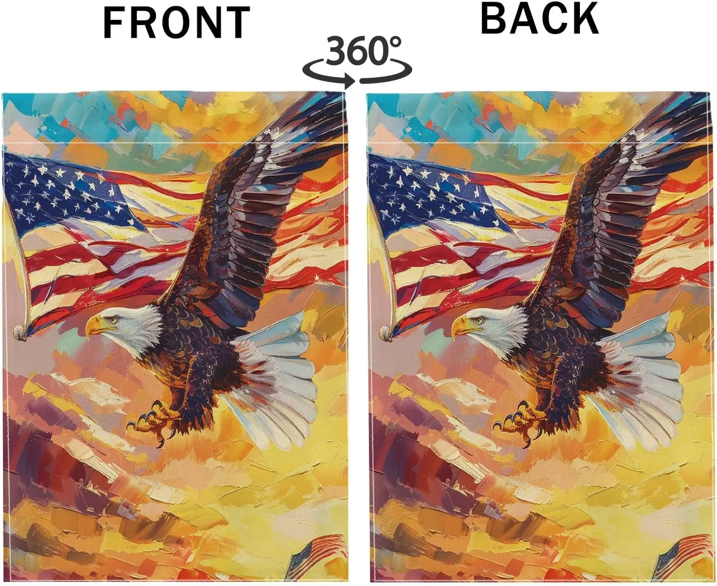 4 июля Садовый флаг Премиум Абстрактный восход солнца Пейзаж Летать лысый орлан