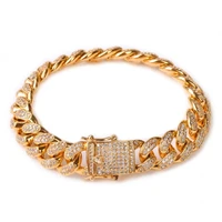 miami cuban link bracelet for men real gold plated hip hop jewelry bracelet for women jewelry