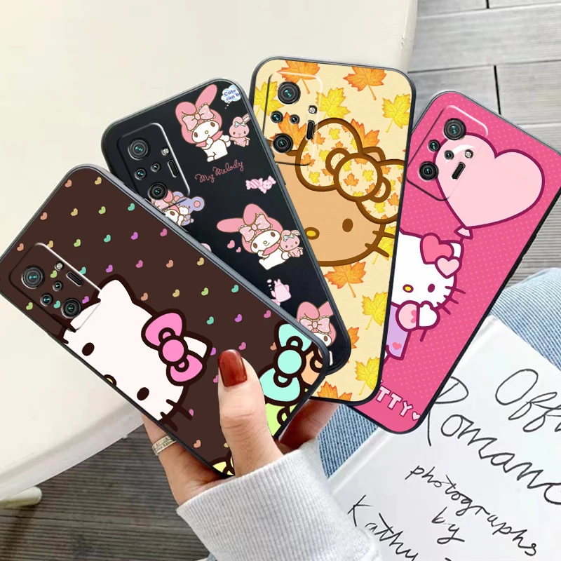 

Hello Kitty TAKARA TOMY Phone Case For Xiaomi Redmi Note 10 10X 10T 10S 9 9T 9A 9C 9S 9 Pro Max Soft Black Coque Carcasa Back