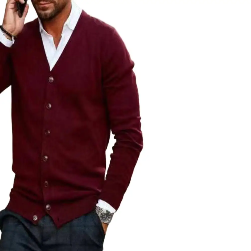 

Men's Trim Cardigan, 2021, pure V-neck