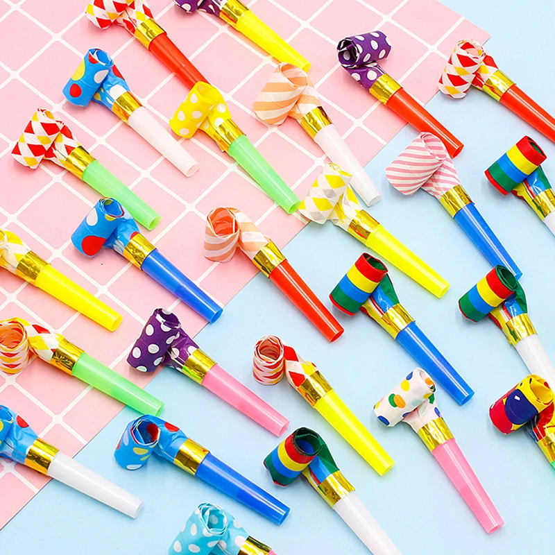 

20/40Pcs Lot Blowing Dragon Whistle Funny Colorful Whistles Kids Children's Birthday Party Blow Roll Cheer Props Toys