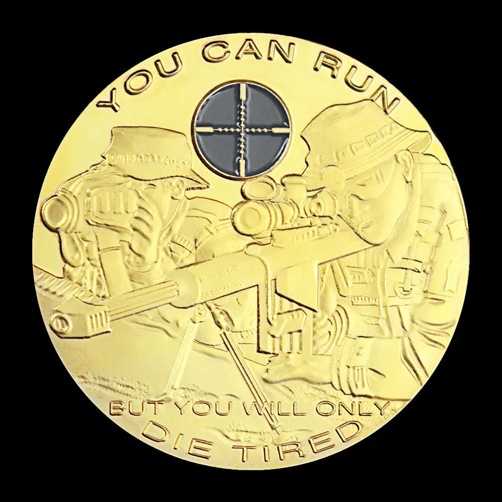 Снайперский сувенир армии США позолоченная монета которую вы можете бежать но