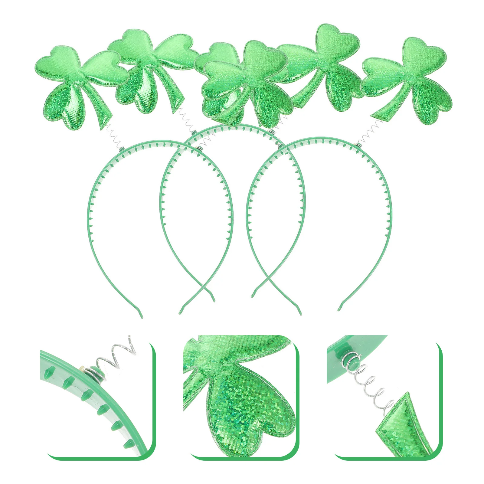 

3pcs St. Patricks Day Headband Boppers Hairhoop for Festival Party Favor Headpiece Decoration ( Green )