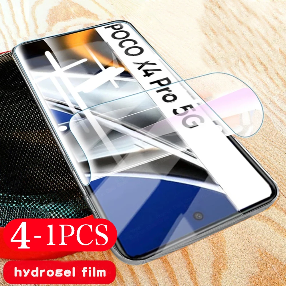 

4-1Pcs hydrogel film For Xiaomi Poco F4 F3 F2 X3 X4 GT soft full cover C40 C31 M5s M5 M4 M3 M2 pro 5G NFC X2 9D screen protector
