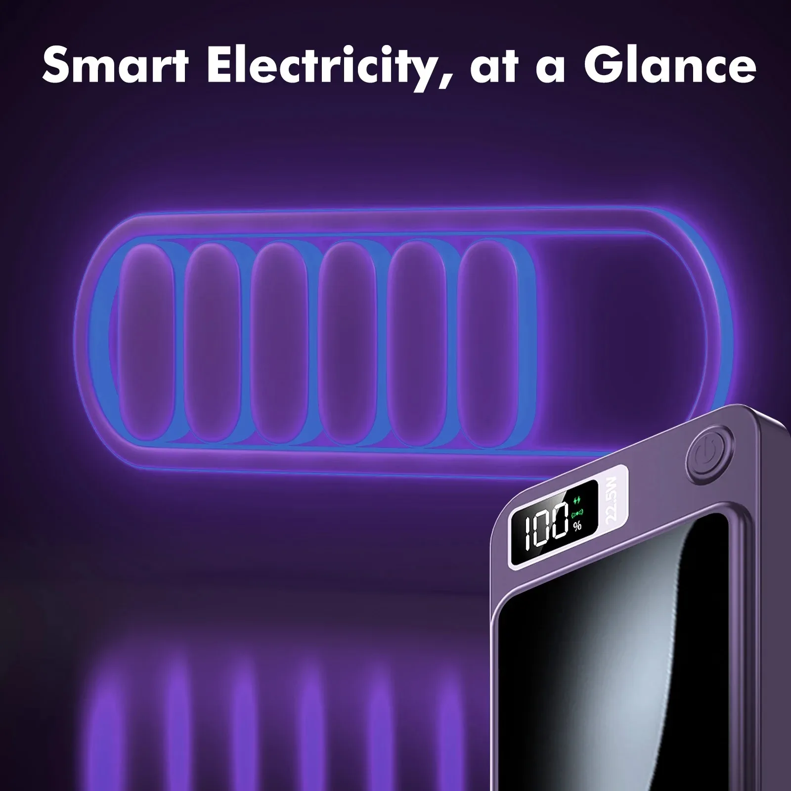 Фото Горячая распродажа: Магнитный Power Bank 10000 мАч со встроенными кабелями и цифровым дисплеем, совместимый с iOS и Android №4