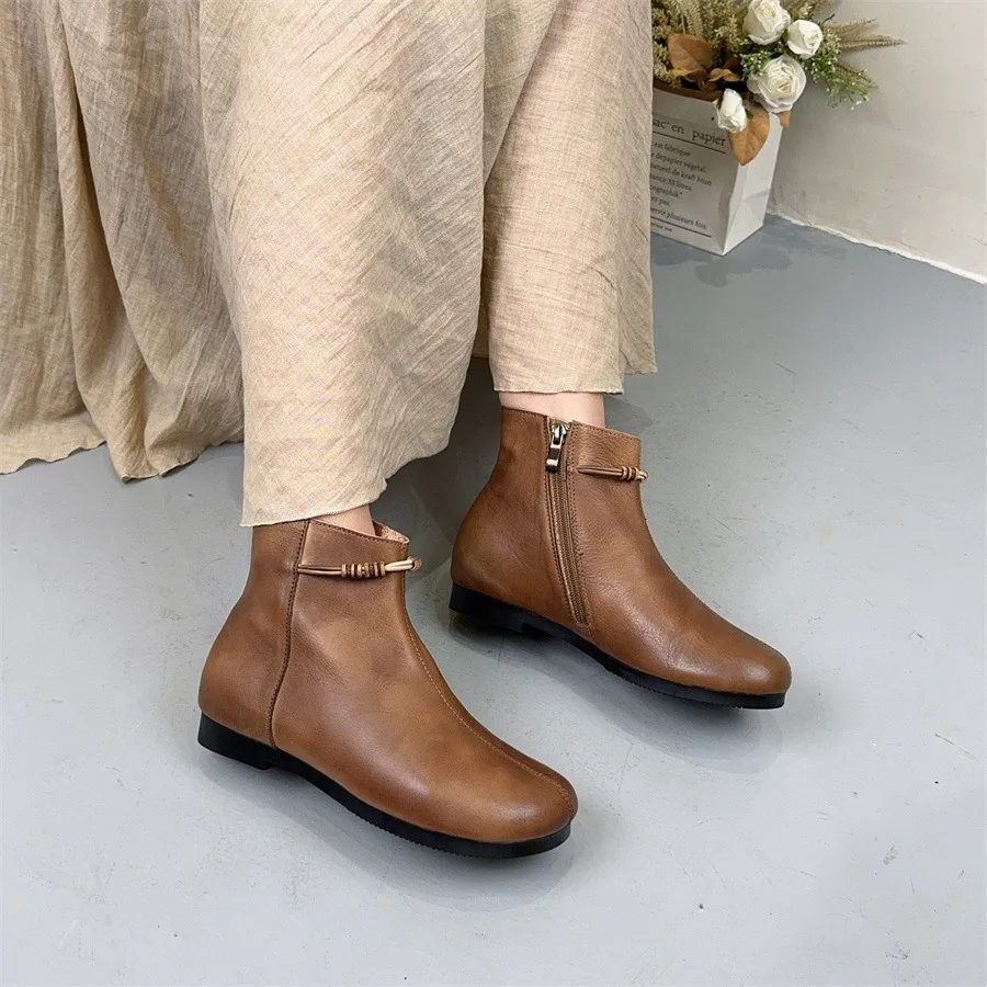 Birkuir Женские ботильоны в стиле ретро с боковой молнией и высоким берцем туфли на