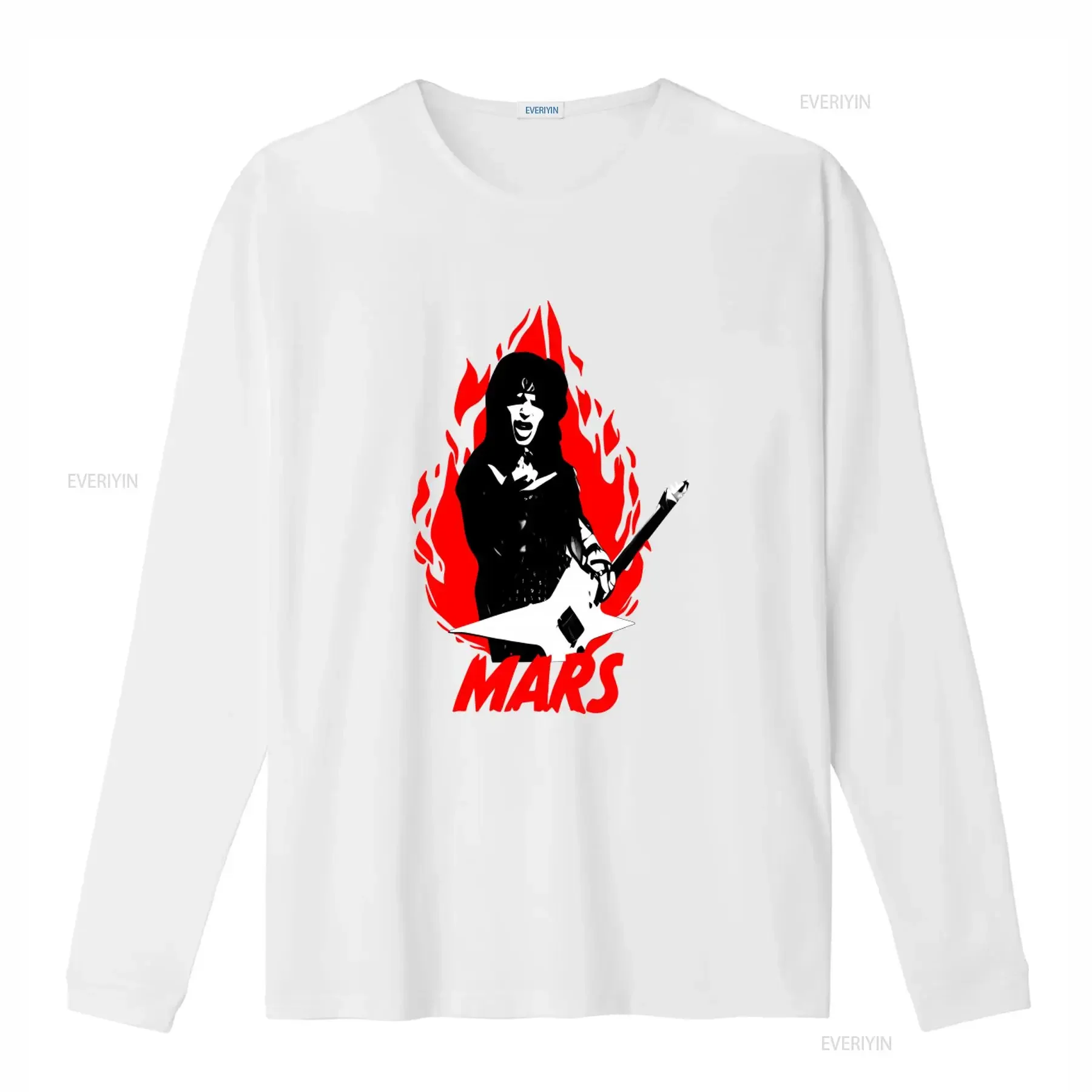 Фото Футболка Mick Mars в стиле Glam Rock Heavy Metal с дизайном огня и гитары, винтажная, слегко выстиранная, унисекс, эластичная, уличная мода, стильная №4