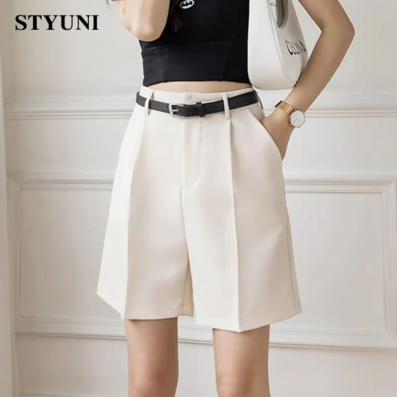 Костюм прямой женский с высокой талией и поясом модные повседневные однотонные