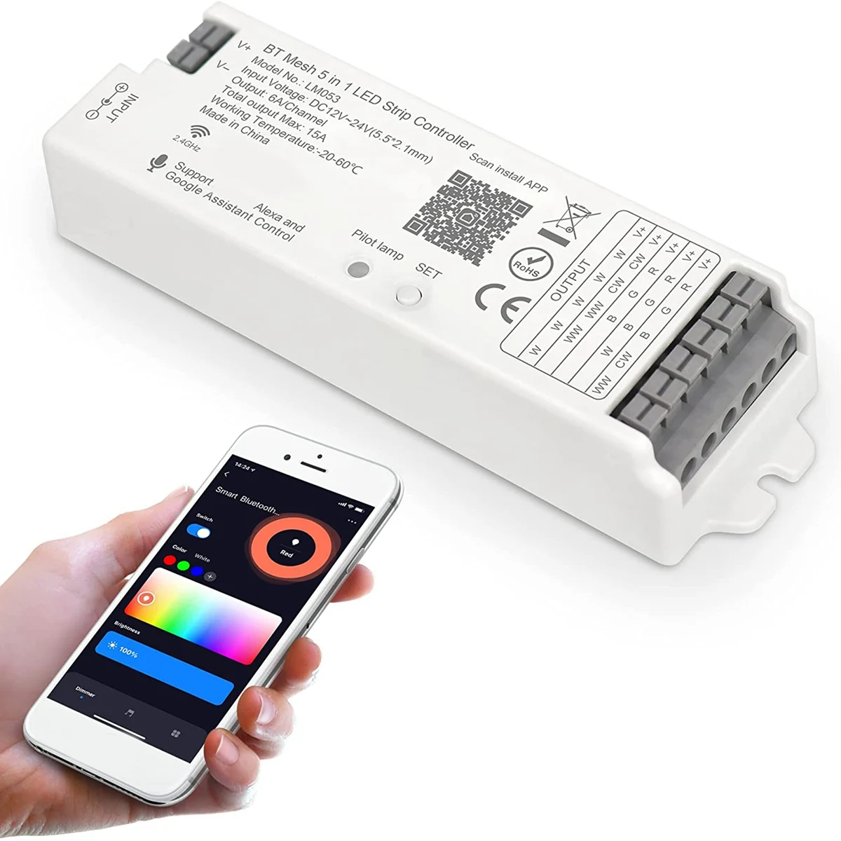 Сетчатый Bluetooth контроллер для светодиодной ленты LM053 4.2 RGB CCT RGBW DC12-24V 5 в 1
