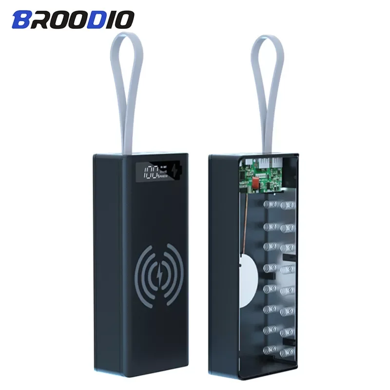 

16*18650 PD QC3.0 USB 10W Welding Free Battery Storage Box Wireless Charging DIY Power Bank Case 18650 Battery Holder Box