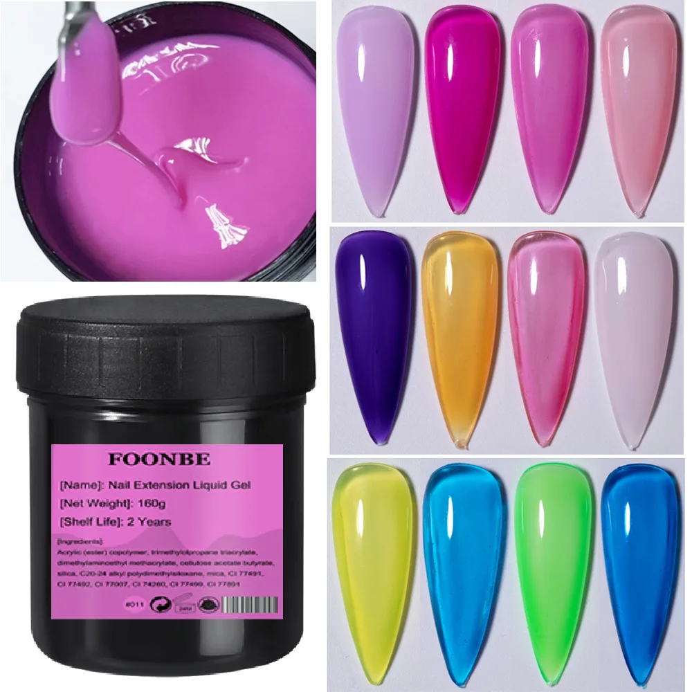 

160g Nail Extension Liquid Tips UV Gels Nail Art Gel Builder Manicure Polish Transparent Build Crystal Extend Art Nail UV Gels