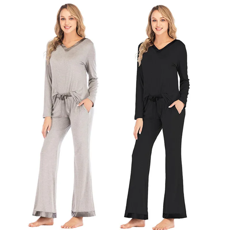 Autumn and Winter New Women's Loose Home Wear Pajamas Women's Long Sleeve Two-piece Suit Pajamas for Women Sleep Tops