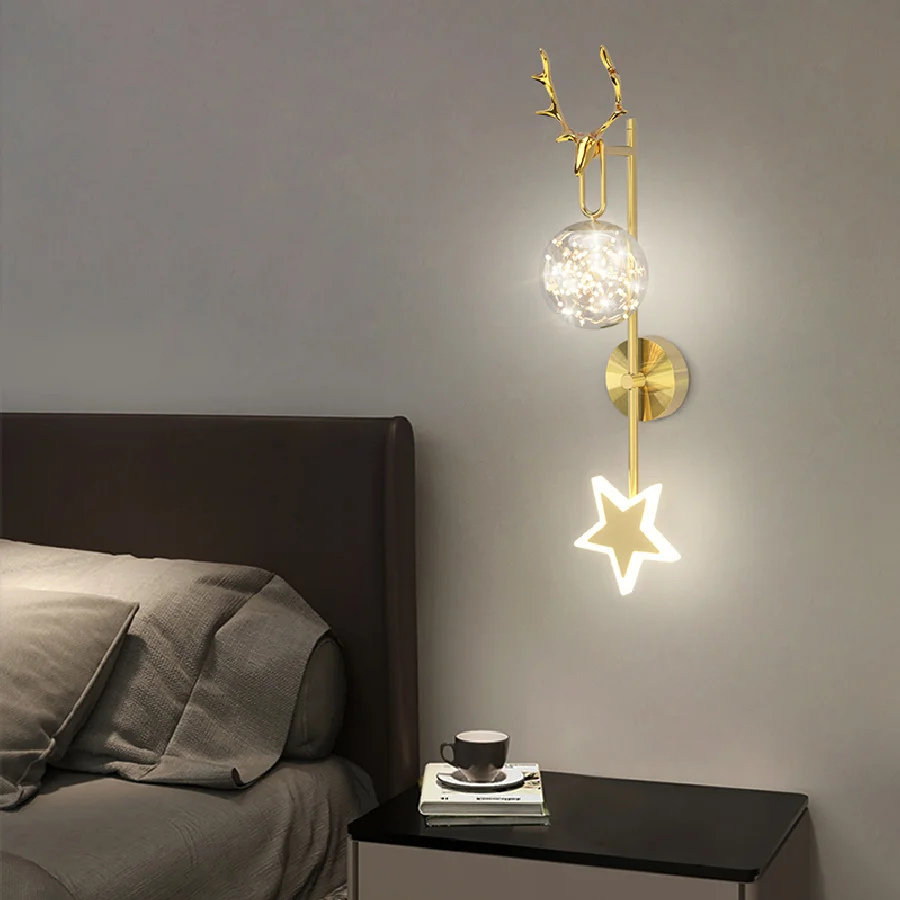 

Simple Led Wall Lamp Living Sofa Background Modern Aisle Light Creative Starry Bedroom Bedside Lams Home Indoor Lighting Fixture
