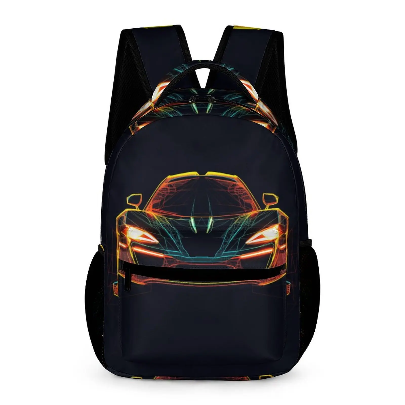 

Fantastic Sports Car Backpack Line Art Neon Travel Backpacks Boy Girl Designer Print School Bags Novelty Rucksack