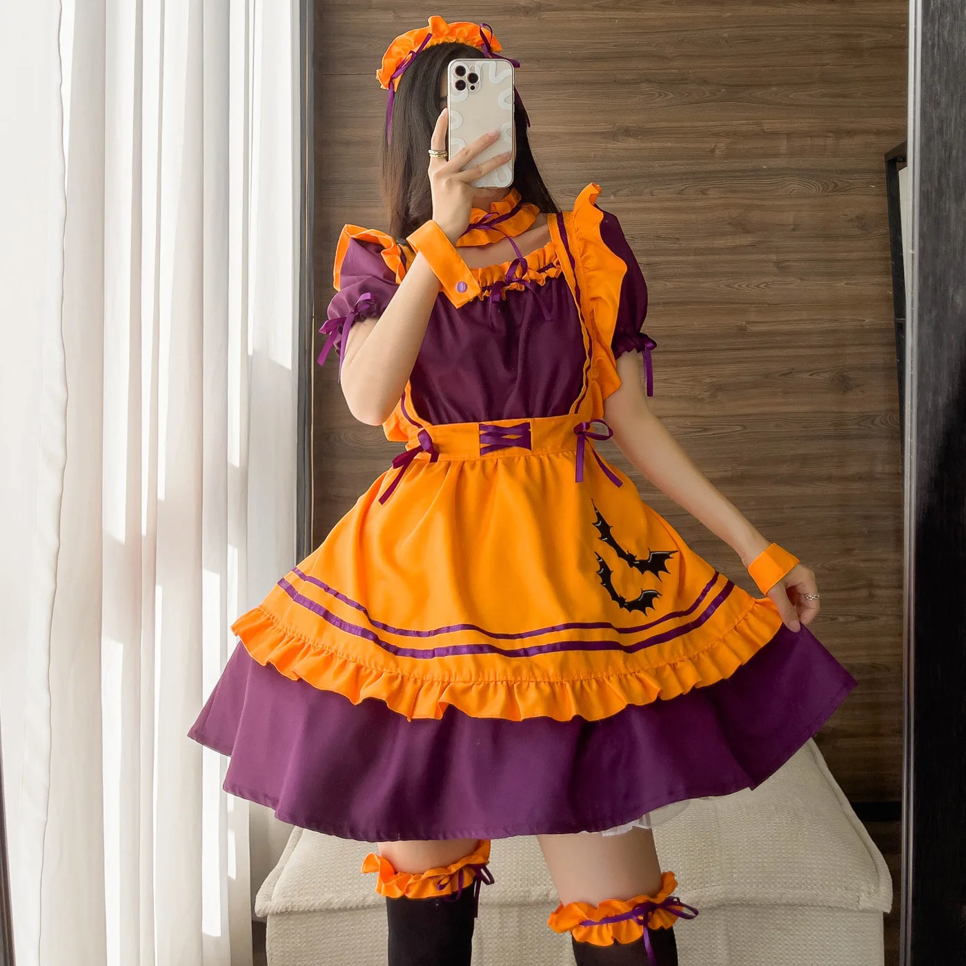 

Halloween Cosplay Costumes Pumpkin Suit Plus Size Womens Maid Role Play Costumes Japanese Lolita Devil Female Lingerie Dress