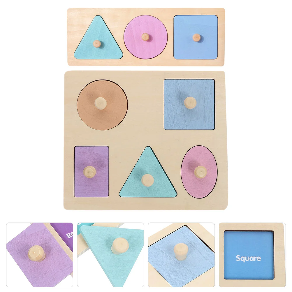 

2 Sets of Geometrical Shapes Puzzle Toys Wooden Kids Toys Kids Learning Toys